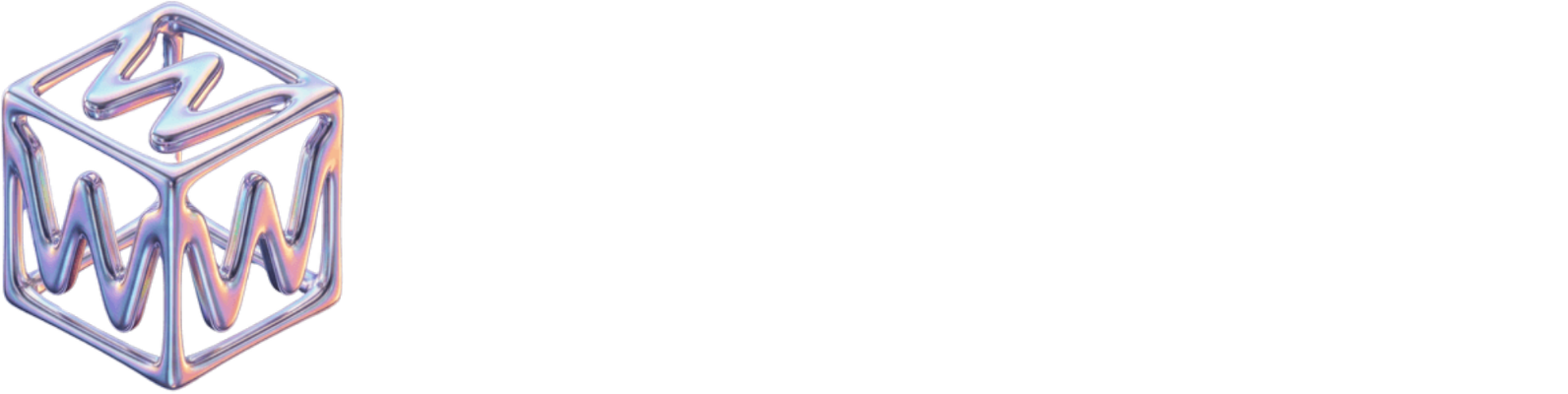 three.ws horizontal lockup for dark backgrounds