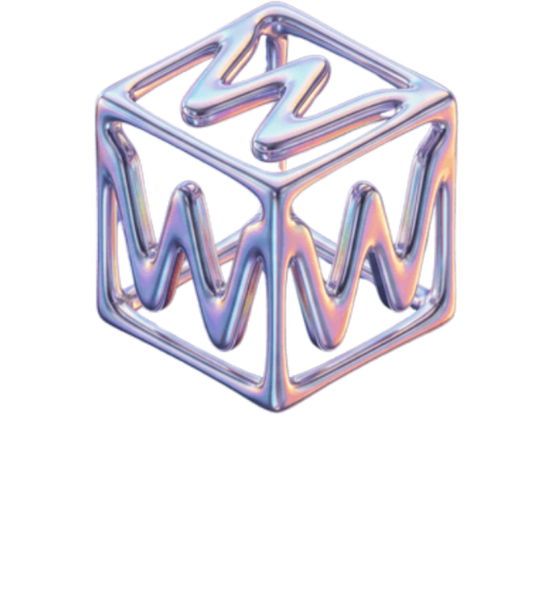three.ws stacked lockup for dark backgrounds