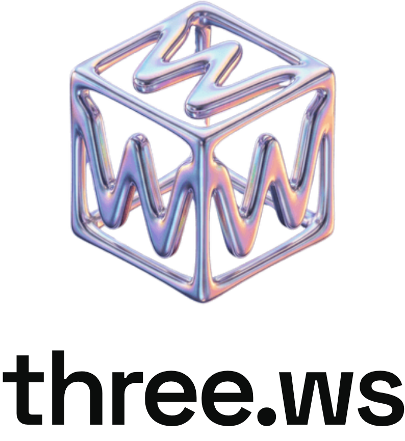 three.ws stacked lockup for light backgrounds