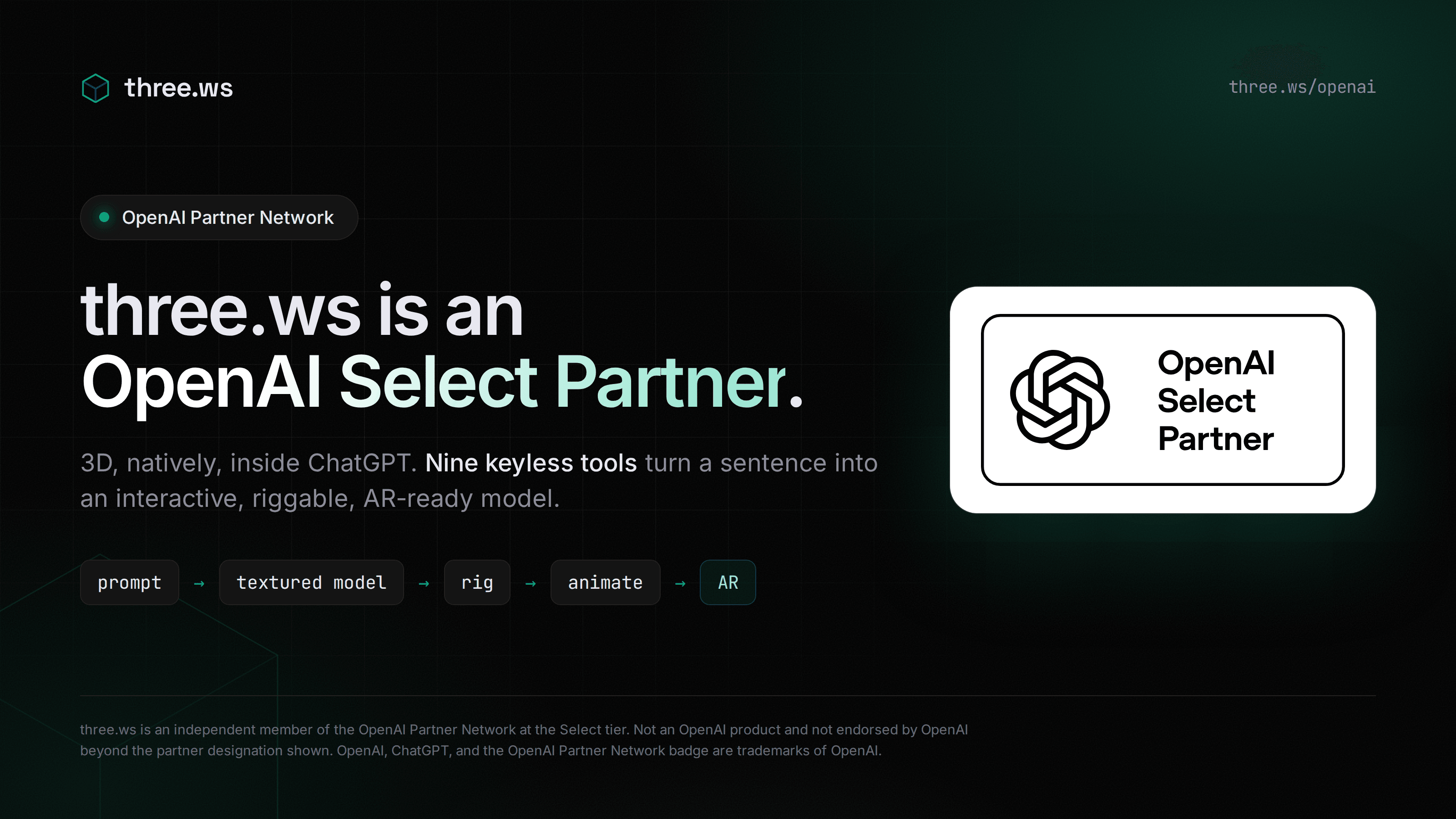 three.ws is an OpenAI Select Partner